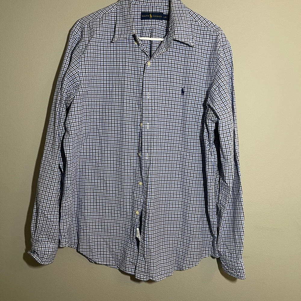 Ralph Lauren Navy and White Checkered Shirt